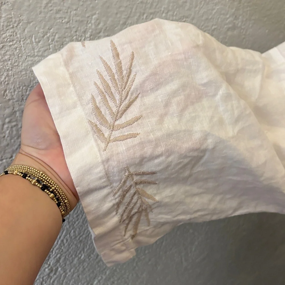 Johnny Was Ceretti Linen Cropped White Kimono with Floral Embroidery Size Medium - Picture 3 of 8